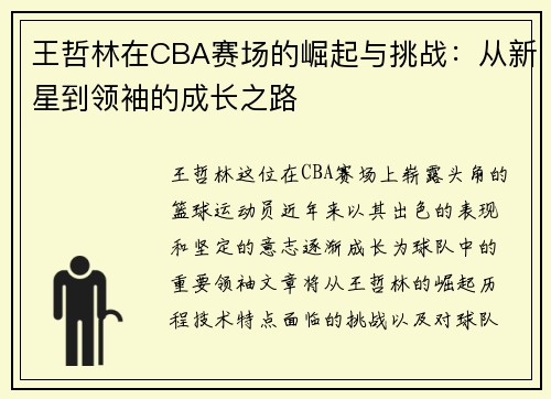 王哲林在CBA赛场的崛起与挑战：从新星到领袖的成长之路